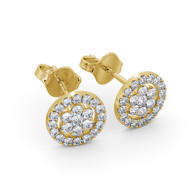 Cluster Round Diamond Earrings 18K Yellow Gold 2024-07-02