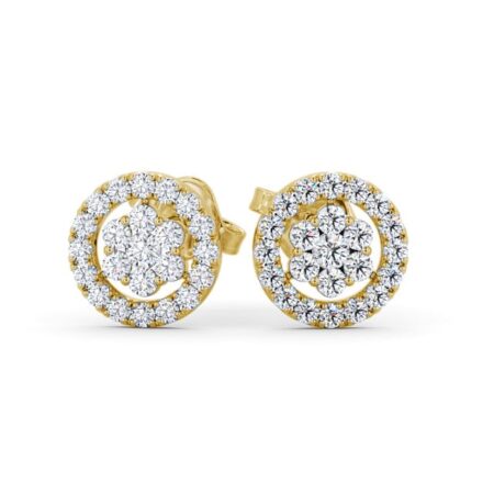 Cluster Round Diamond Earrings 18K Yellow Gold 2024-07-01