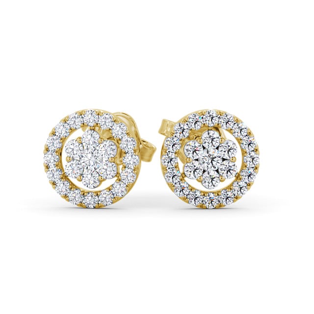 Cluster Round Diamond Earrings 18K Yellow Gold 2024-07-04