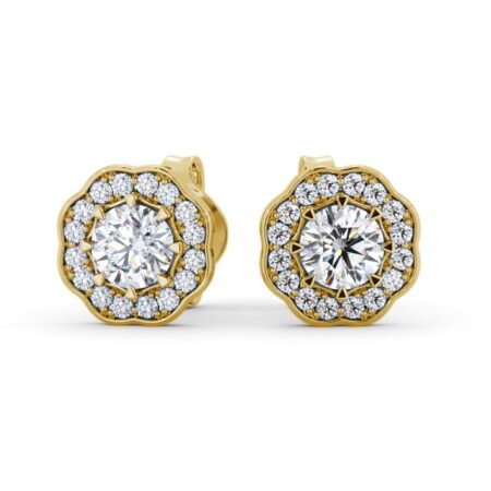 Halo Round Diamond Earrings 18K Yellow Gold 2024-06-30