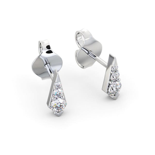 Drop Style Round Diamond Earrings 18K Yellow Gold 2024-07-02