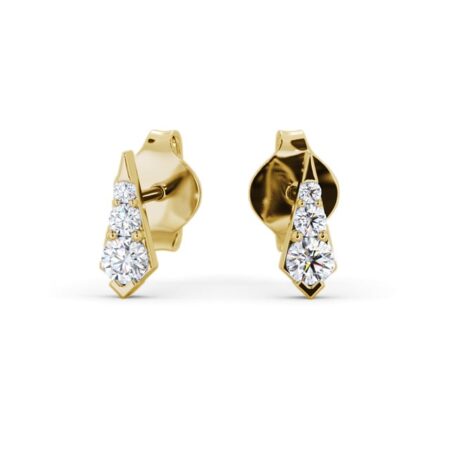 Drop Style Round Diamond Earrings 18K Yellow Gold 2024-07-02