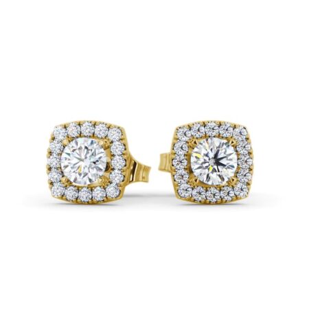 Halo Round Diamond Earrings 18K Yellow Gold 2024-07-03