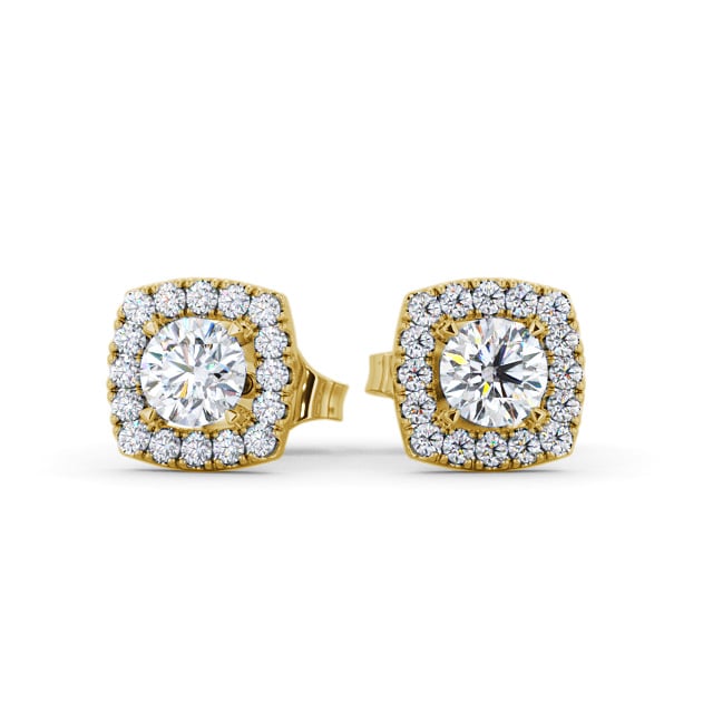 Halo Round Diamond Earrings 18K Yellow Gold 2024-07-04