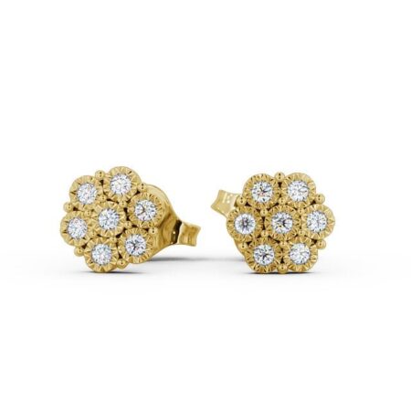 Cluster Round Diamond Earrings 18K Yellow Gold 2024-07-07