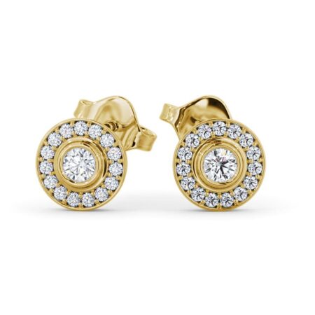 Halo Round Diamond Earrings 18K Yellow Gold 2024-07-07