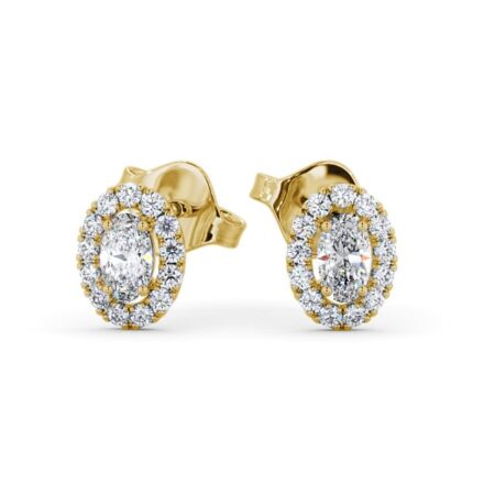 Halo Oval Diamond Earrings 18K Yellow Gold 2024-06-29