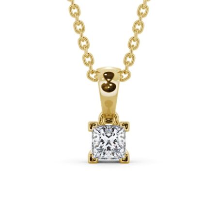 Princess Solitaire Four Claw Stud Diamond Pendant Yellow Gold 2024-07-05