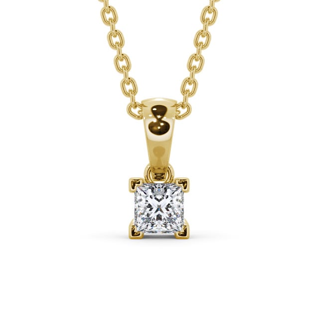 Princess Solitaire Four Claw Stud Diamond Pendant Yellow Gold 2024-07-07