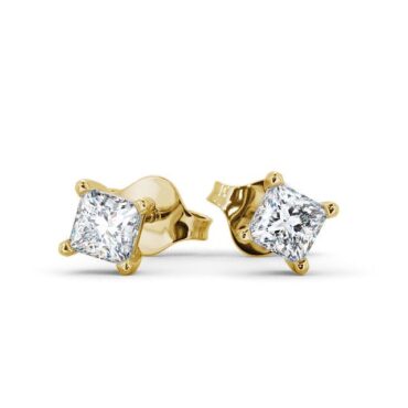 Princess Diamond Four Claw Stud Earrings 18K Yellow Gold 2024-06-28